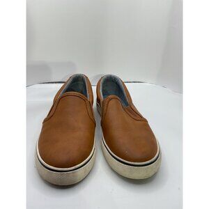 Brown Faux Leather Slip-On Sneakers Size 13 Cat & Jack Cushioned Insole Casual &